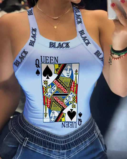 Summer Ladies Harajuku Shirts Slim Fit Polyester Sleeveless Top Tshirts Tank Tops Women U Neck Letter Print Lips Vest - SS69