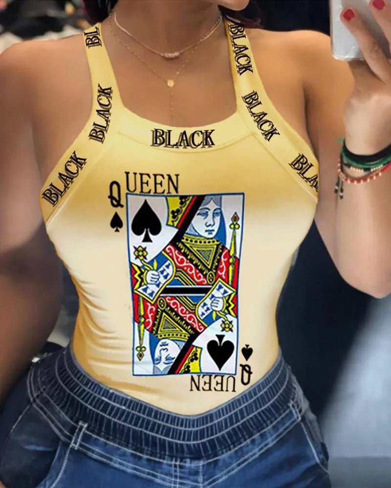 Summer Ladies Harajuku Shirts Slim Fit Polyester Sleeveless Top Tshirts Tank Tops Women U Neck Letter Print Lips Vest - SS69