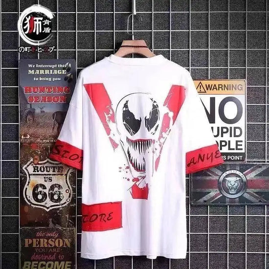 super Fire Ribbon Hooded Hip Hop Short Sleeve Hip Hop Fashion T-shirt Men's Fake Two-piece Street Bf Loose Five Sleeve T-shirt SS69 34.69 13 / Asian Size L