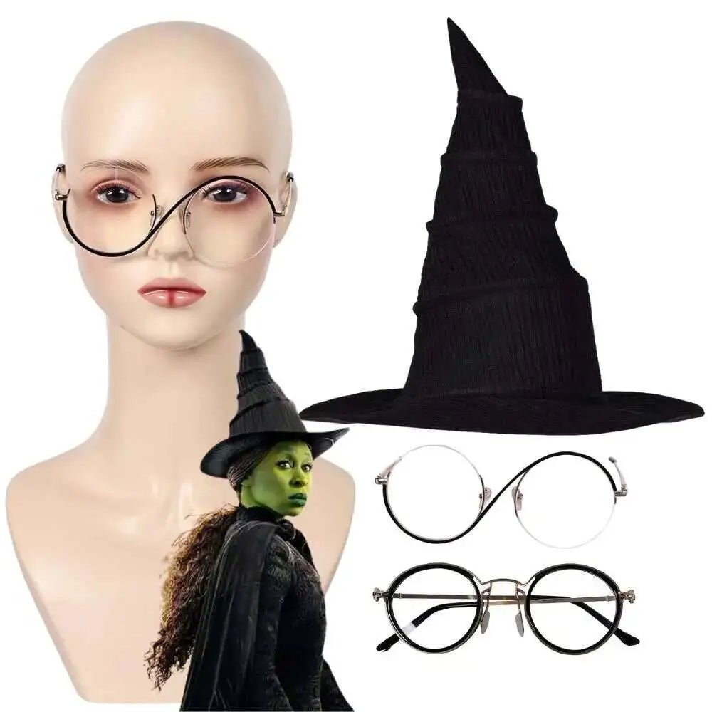 Sy Wicked Elphaba Cosplay Glasses Witch Hat Disguise Costume Accessories For Women Roleplay Halloween Carnival Props Gifts - SS69