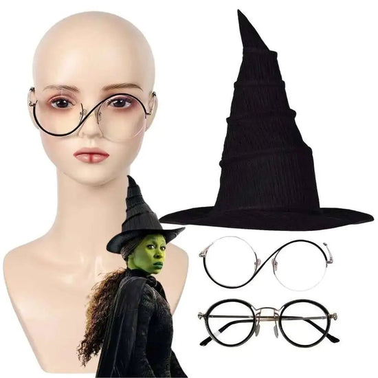 Sy Wicked Elphaba Cosplay Glasses Witch Hat Disguise Costume Accessories For Women Roleplay Halloween Carnival Props Gifts - SS69