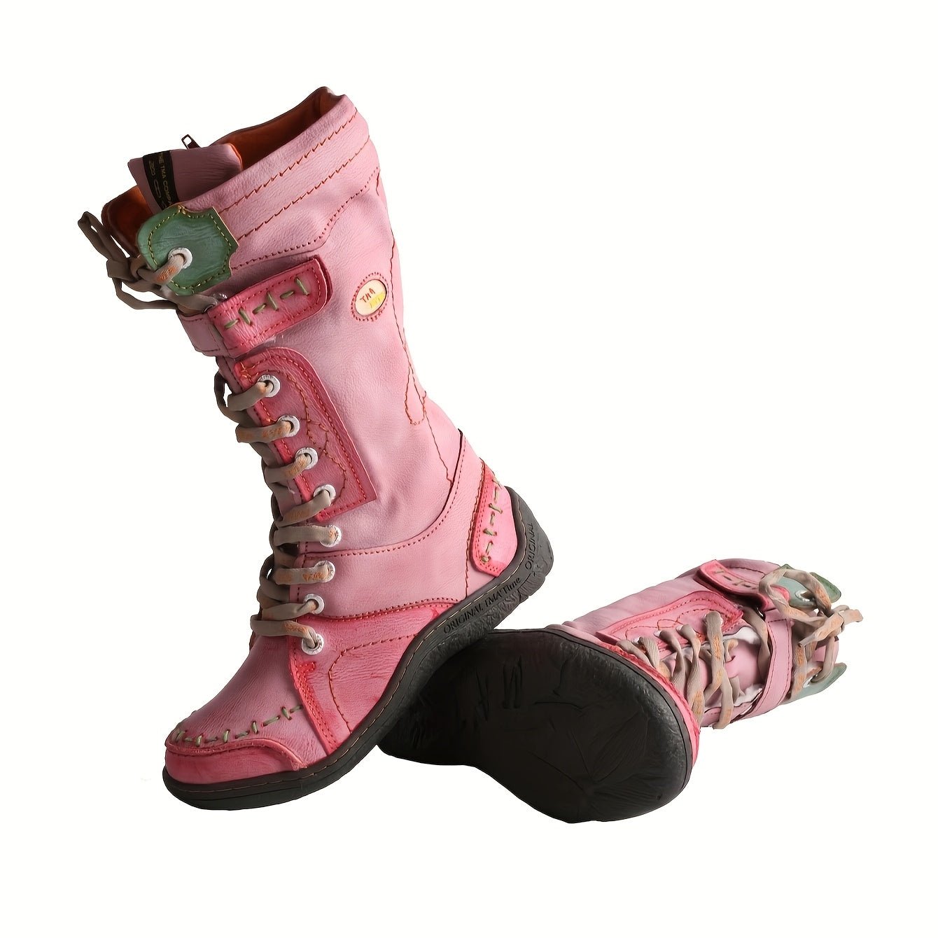 TMA EYES Women's Color Blocking Splicing Vibrant Fashion Anti - Slip Hiking Boots - Midsole Winter Boots with Cover Upper and Comfortable Flat Heel, Snow Boots - SS69