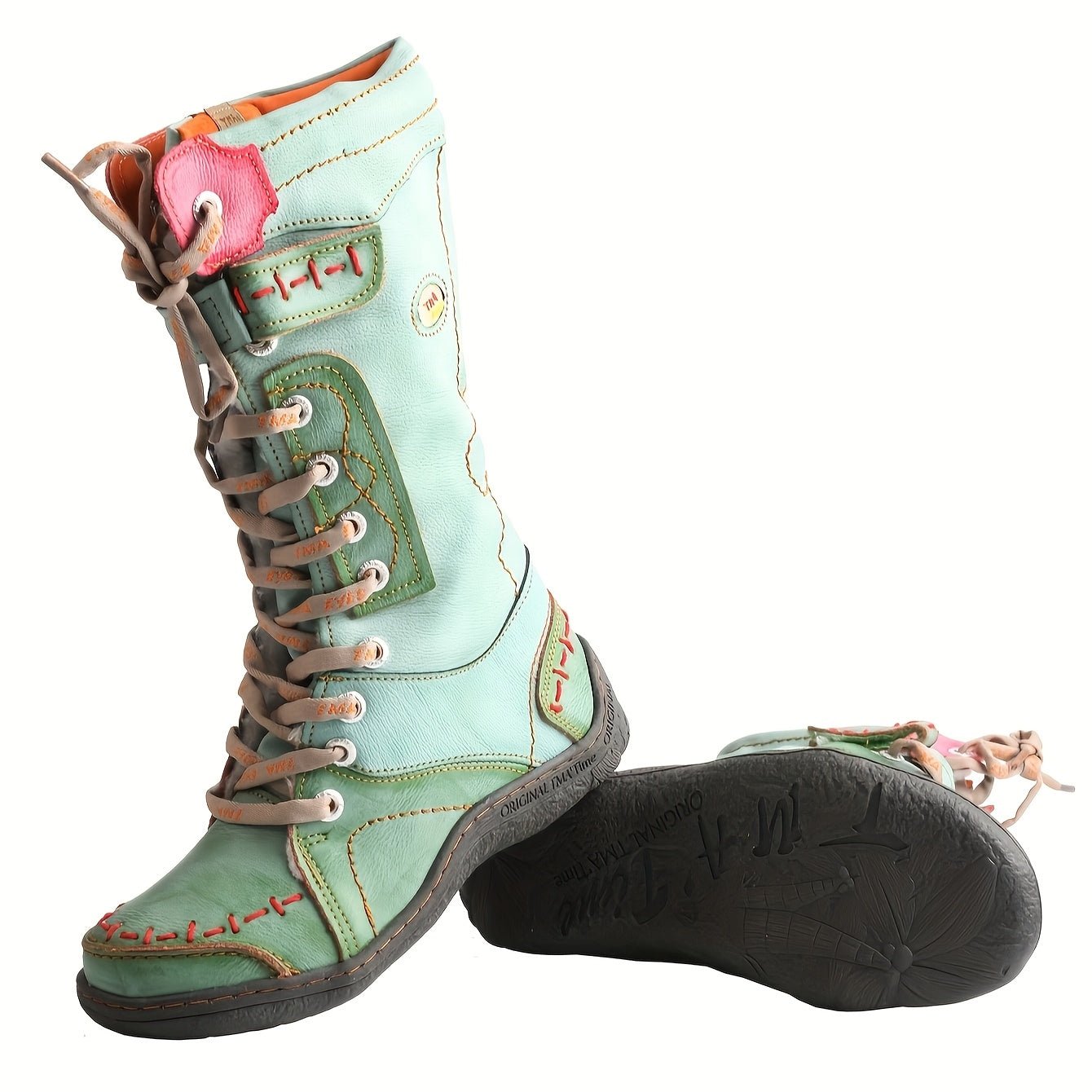 TMA EYES Women's Color Blocking Splicing Vibrant Fashion Anti - Slip Hiking Boots - Midsole Winter Boots with Cover Upper and Comfortable Flat Heel, Snow Boots - SS69