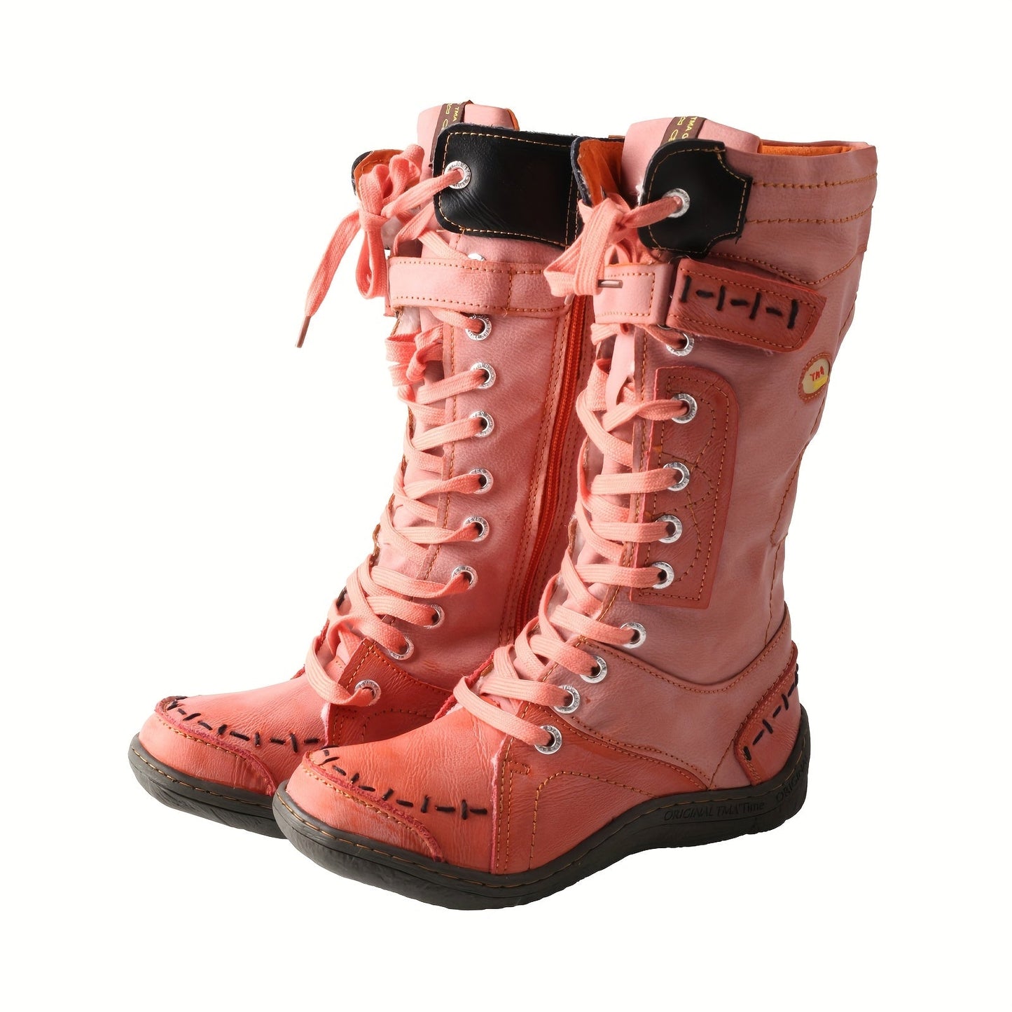 TMA EYES Women's Color Blocking Splicing Vibrant Fashion Anti - Slip Hiking Boots - Midsole Winter Boots with Cover Upper and Comfortable Flat Heel, Snow Boots - SS69