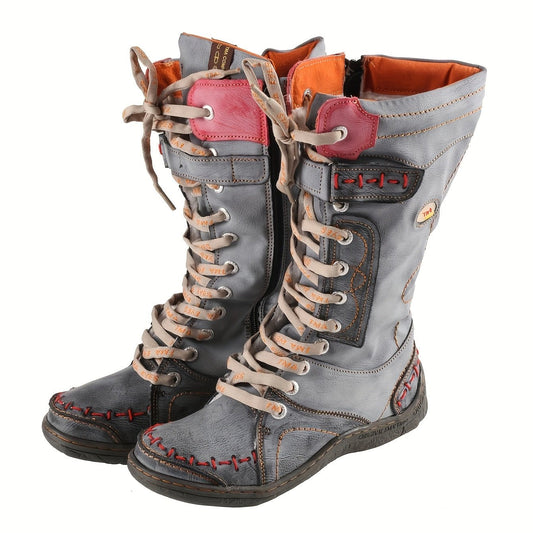 TMA EYES Women's Color Blocking Splicing Vibrant Fashion Anti - Slip Hiking Boots - Midsole Winter Boots with Cover Upper and Comfortable Flat Heel, Snow Boots - SS69