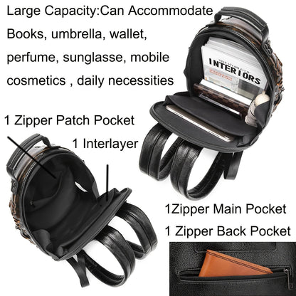 Unique 3D Alien Design Backpack - Street Punk Style, Unisex with Adjustable Straps, Zipper Closure, Black & Golden Accents, Perfect for Daily Commute, Ideal Gift for Sci - Fi and Punk Enthusiasts - SS69