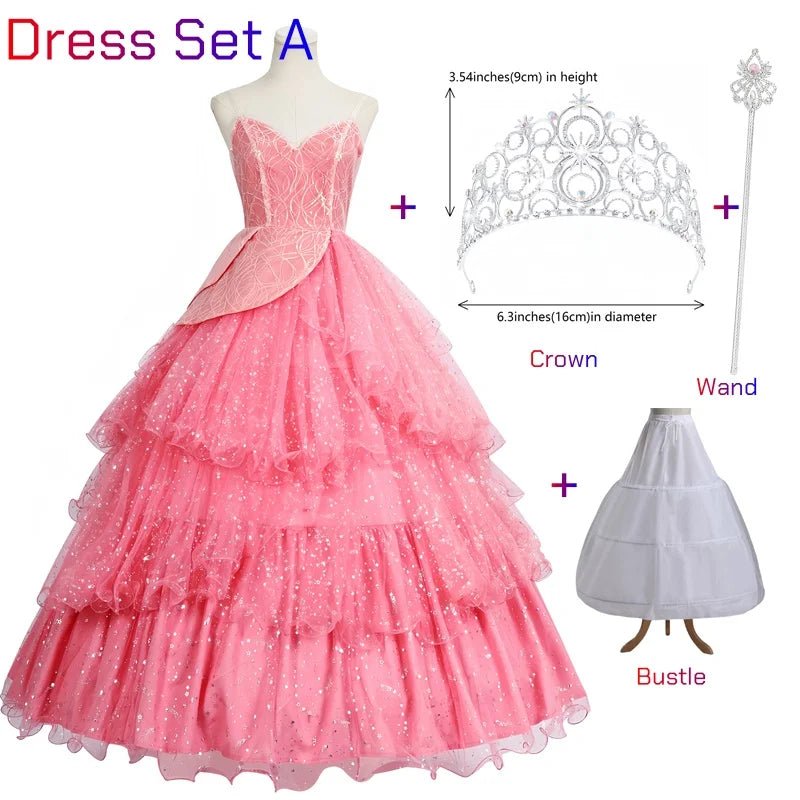 Wicked Glinda Dress for Adults Pink Glinda Cosplay Costume Dress Halloween Dance Party Show for Women Role - Playing Party Outfit - SS69