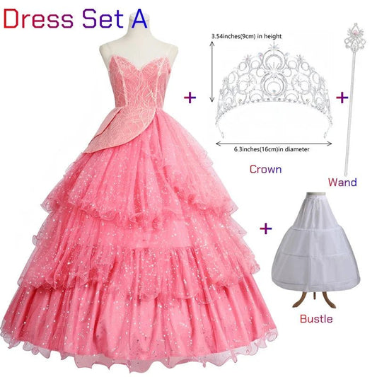 Wicked Glinda Dress for Adults Pink Glinda Cosplay Costume Dress Halloween Dance Party Show for Women Role - Playing Party Outfit - SS69
