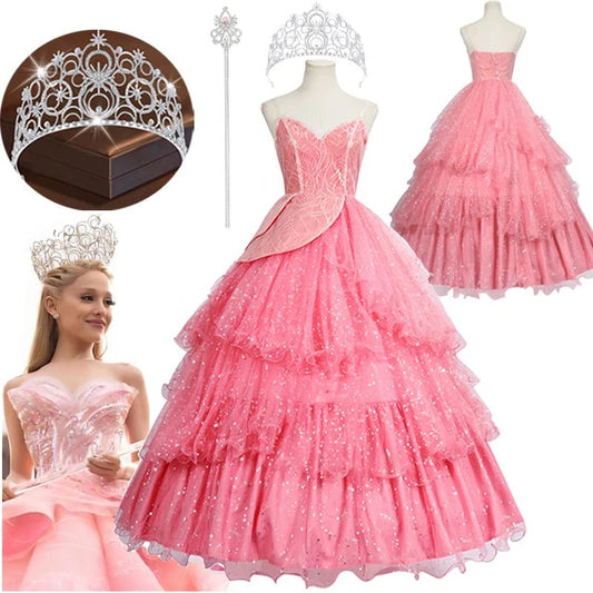 Wicked Glinda Dress for Adults Pink Glinda Cosplay Costume Dress Halloween Dance Party Show for Women Role - Playing Party Outfit - SS69