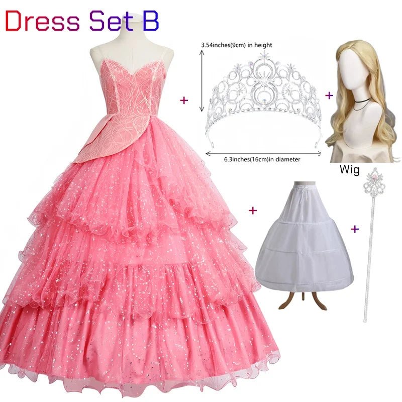 Wicked Glinda Dress for Adults Pink Glinda Cosplay Costume Dress Halloween Dance Party Show for Women Role - Playing Party Outfit - SS69