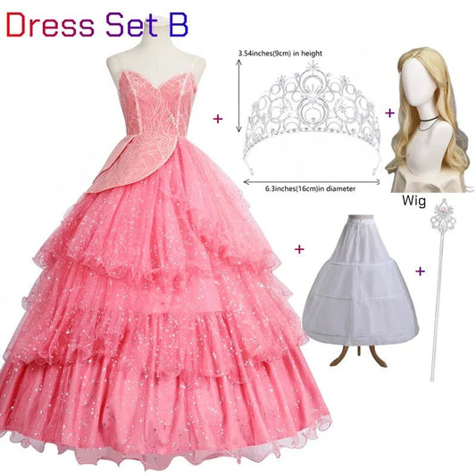 Wicked Glinda Dress for Adults Pink Glinda Cosplay Costume Dress Halloween Dance Party Show for Women Role - Playing Party Outfit - SS69