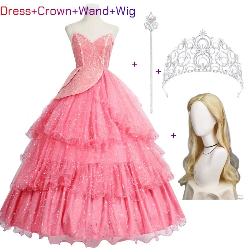 Wicked Glinda Dress for Adults Pink Glinda Cosplay Costume Dress Halloween Dance Party Show for Women Role - Playing Party Outfit - SS69