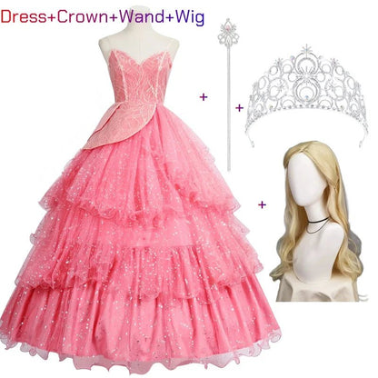 Wicked Glinda Dress for Adults Pink Glinda Cosplay Costume Dress Halloween Dance Party Show for Women Role - Playing Party Outfit - SS69