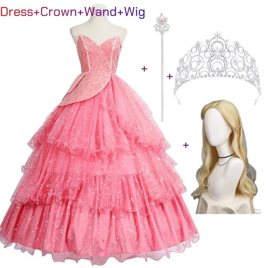 Wicked Glinda Dress for Adults Pink Glinda Cosplay Costume Dress Halloween Dance Party Show for Women Role - Playing Party Outfit - SS69