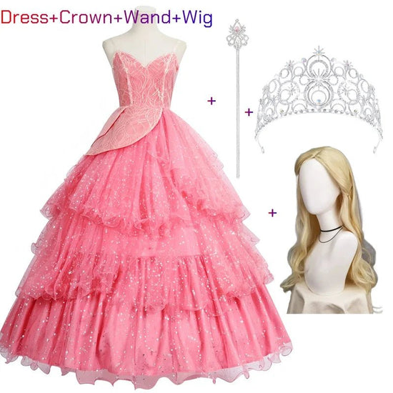 Wicked Glinda Dress for Adults Pink Glinda Cosplay Costume Dress Halloween Dance Party Show for Women Role - Playing Party Outfit - SS69