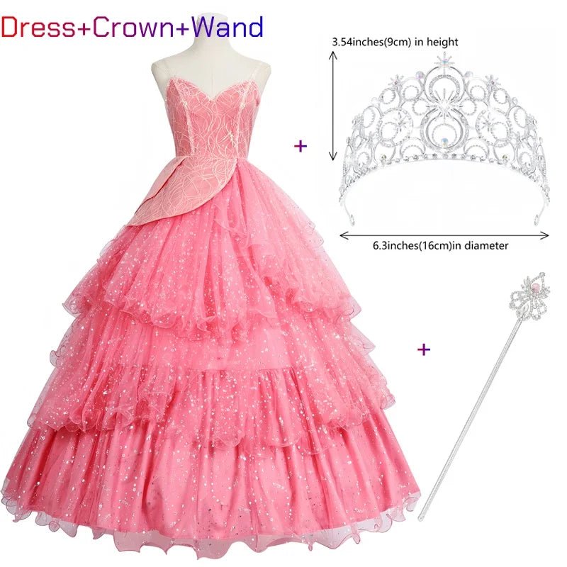 Wicked Glinda Dress for Adults Pink Glinda Cosplay Costume Dress Halloween Dance Party Show for Women Role - Playing Party Outfit - SS69