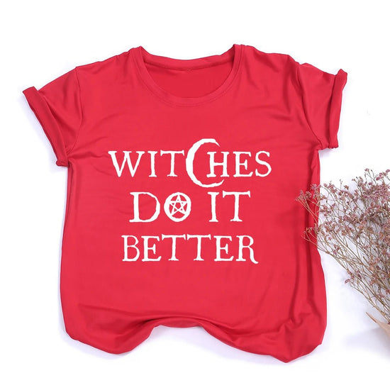 Witches Do It Better T-Shirt Black Gothic Tee Shirt Summer Fashion Halloween Party Tshirts Short Sleeve O - neck Printed Tee Shirt - SS69