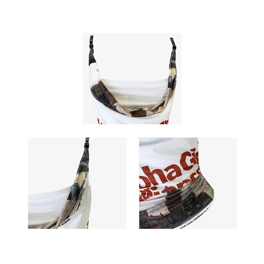 Women Graphic Print White Crop Top Vintage Y2k Camisole Punk Fashion Streetwear Corset Top Sexy Off Shoulder Vest 2000s Clothes - SS69