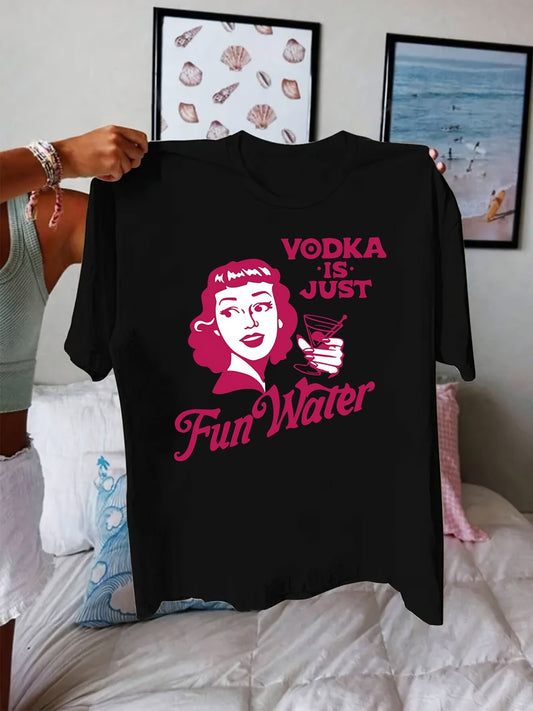 Women's Casual "Momster" Graphic T-Shirt - Short Sleeve, Black with Pink Print, Spring/Summer Fashion Top, Machine Washable, Round Neck, Geometric Design - SS69