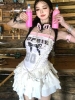 Women's Clothing Sexy Vest Fashion Irregular Summer Camis Y2k Tops 2025 Ropa Mujer Backless Slim Fit Ruffles Butterfly Tanks - SS69