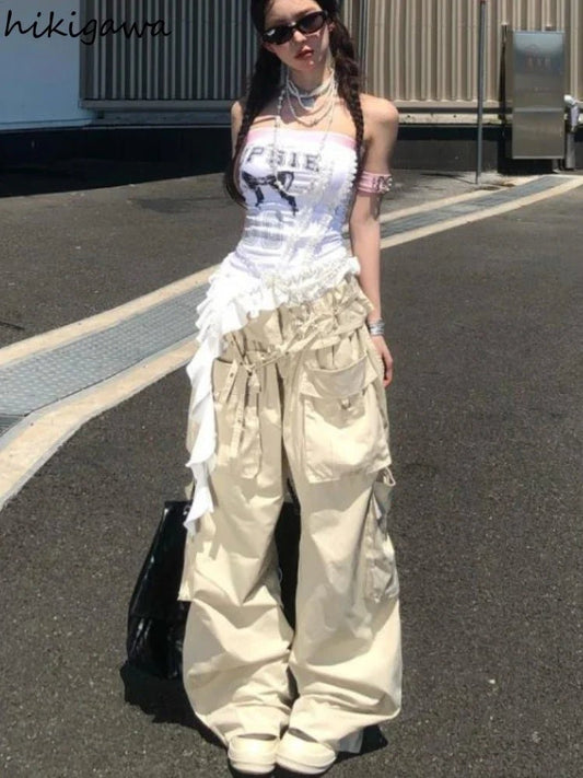 Women's Clothing Sexy Vest Fashion Irregular Summer Camis Y2k Tops 2025 Ropa Mujer Backless Slim Fit Ruffles Butterfly Tanks - SS69