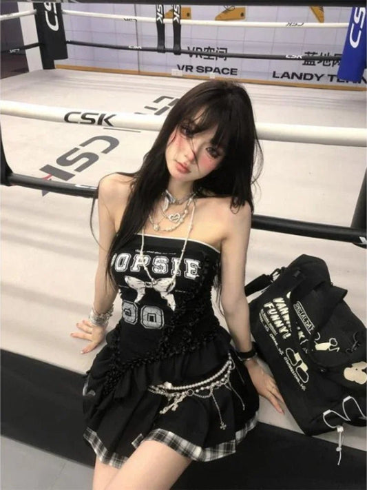 Women's Clothing Sexy Vest Fashion Irregular Summer Camis Y2k Tops 2025 Ropa Mujer Backless Slim Fit Ruffles Butterfly Tanks - SS69