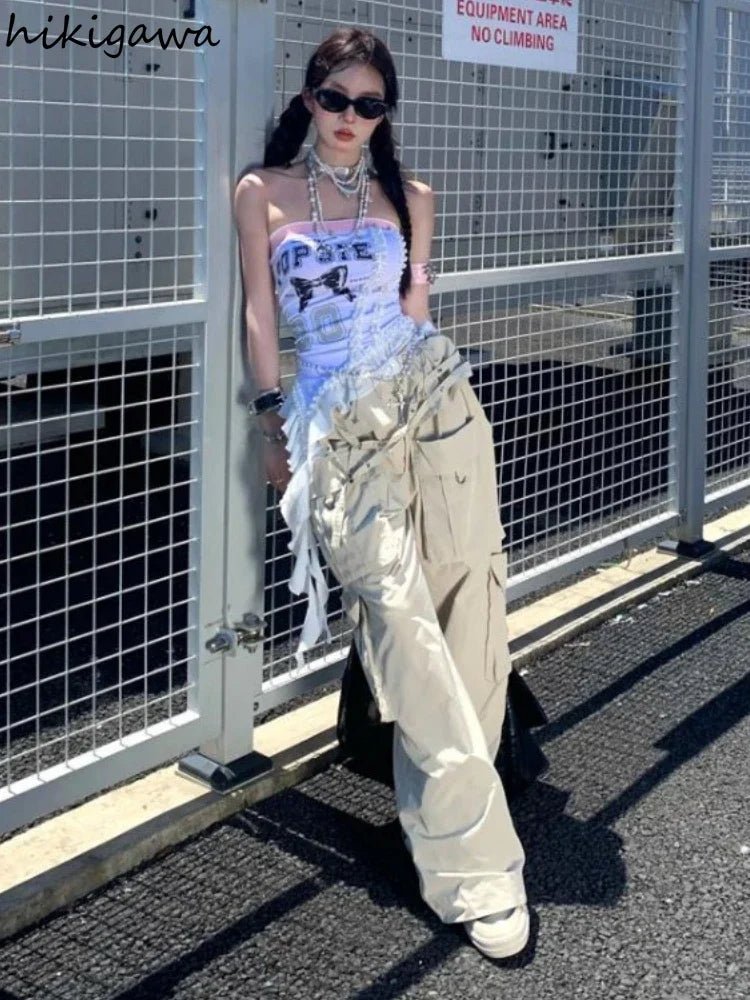 Women's Clothing Sexy Vest Fashion Irregular Summer Camis Y2k Tops 2025 Ropa Mujer Backless Slim Fit Ruffles Butterfly Tanks - SS69