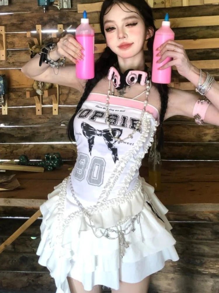 Women's Clothing Sexy Vest Fashion Irregular Summer Camis Y2k Tops 2025 Ropa Mujer Backless Slim Fit Ruffles Butterfly Tanks - SS69