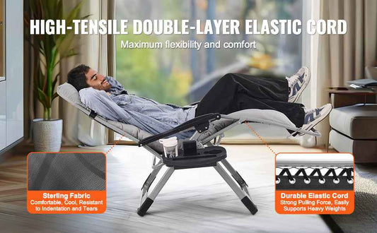 SucceBuy Zero Gravity Chair Zero Gravity Recliner Lounge Chair Adjustable Anti Gravity Chair with Cushion Footrest and Cupholder